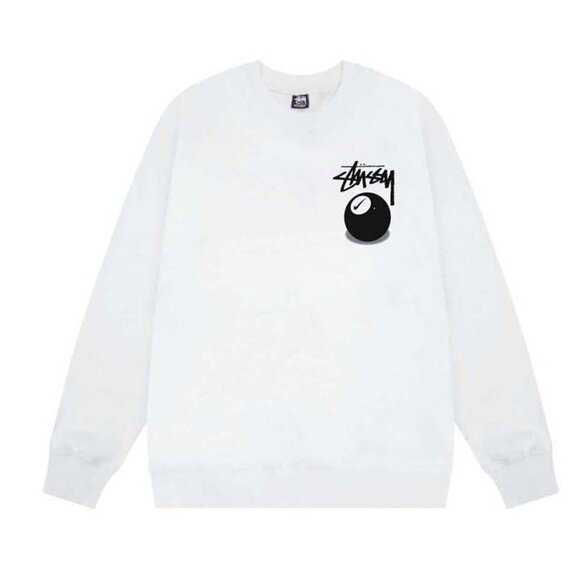 Men's Stussy Logo Print Crew Neck Sweatshirt White - Picture 1 of 7